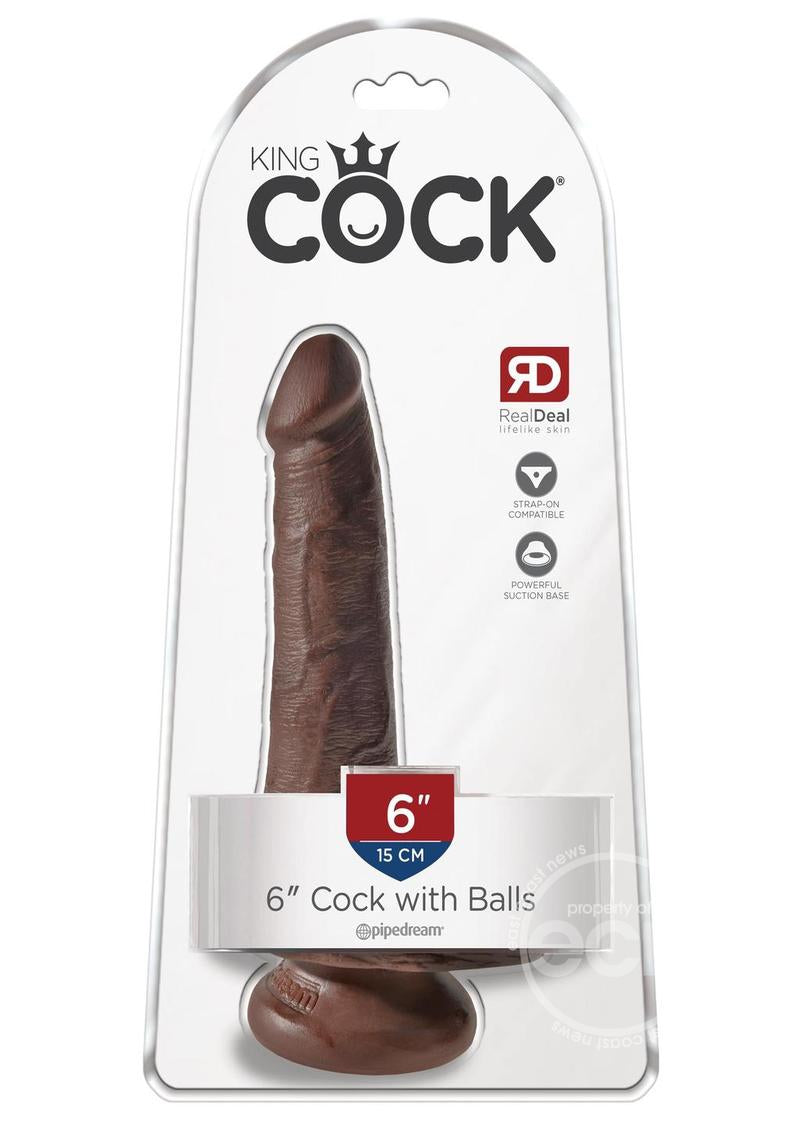 King Cock Dildo with Balls-Chocolate (Choose Size)