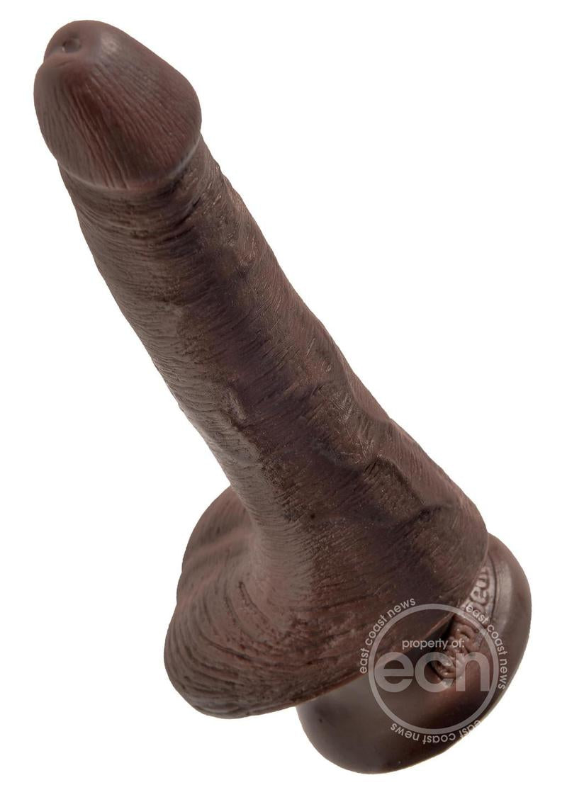 King Cock Dildo with Balls-Chocolate (Choose Size)