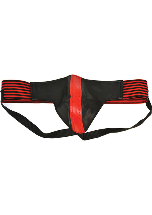 Rouge Leather Jock Strap-Red/Black (Choose Size)