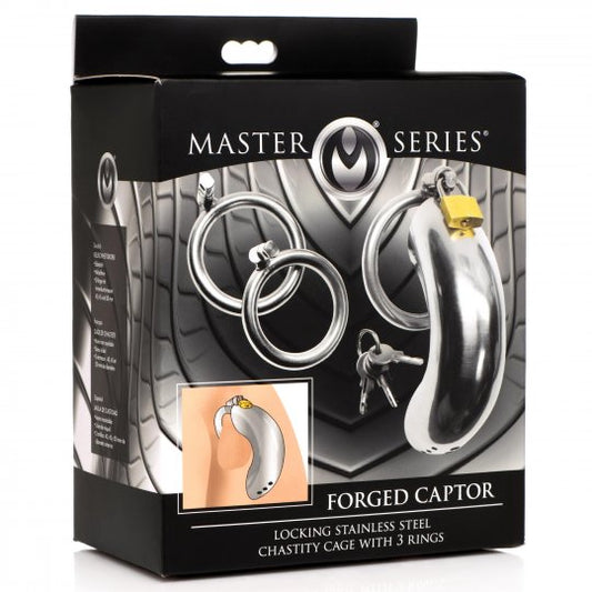 Master Series Forged Captor Locking Stainless Steel Chasity Cage (In Stock June 10th)
