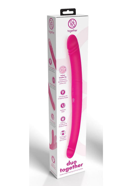 Duo Together Thrusting and Vibrating Silicone Rechargeable Double Dildo (In Stock June 11th)
