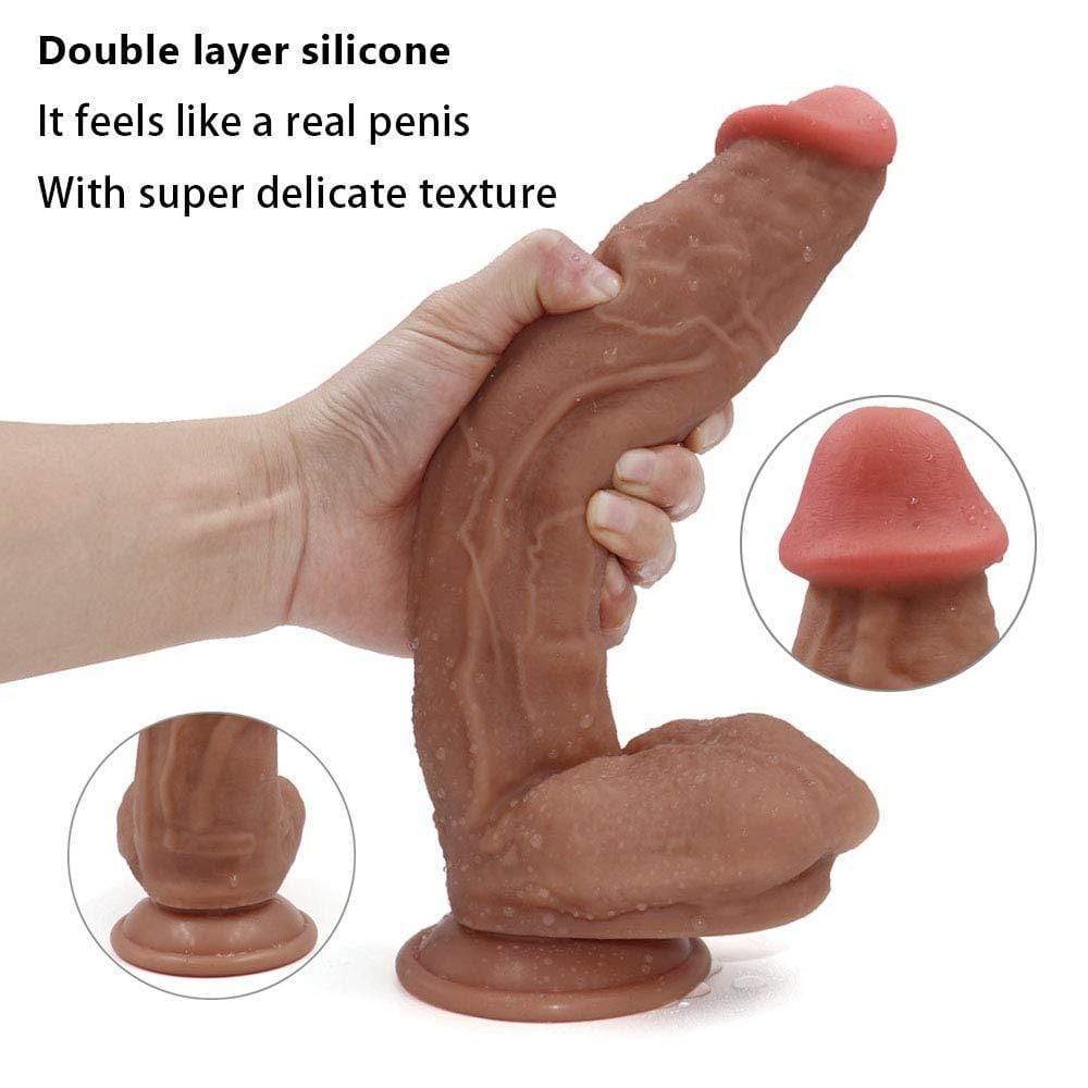 Sohimi 10.6” Huge Double Liquid Silicone Brown Realistic Dildo