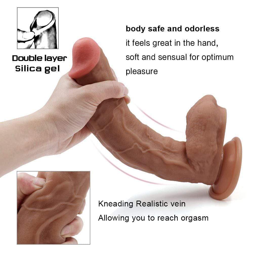 Sohimi 10.6” Huge Double Liquid Silicone Brown Realistic Dildo