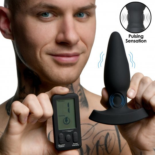 Thunder Plugs 25X Pulsing and Vibrating Rechargeable Silicone Plug with LCD Remote