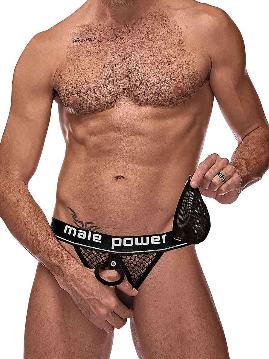 Male Power Cock Pit Cock Ring Jock- S/M- Black