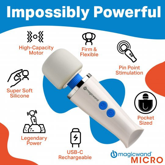 Magic Wand Micro HV-60 Rechargeable Silicone Multi speed Vibration Massager