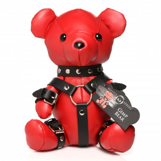 Gimp Vegan Leather Teddy Bear- Red