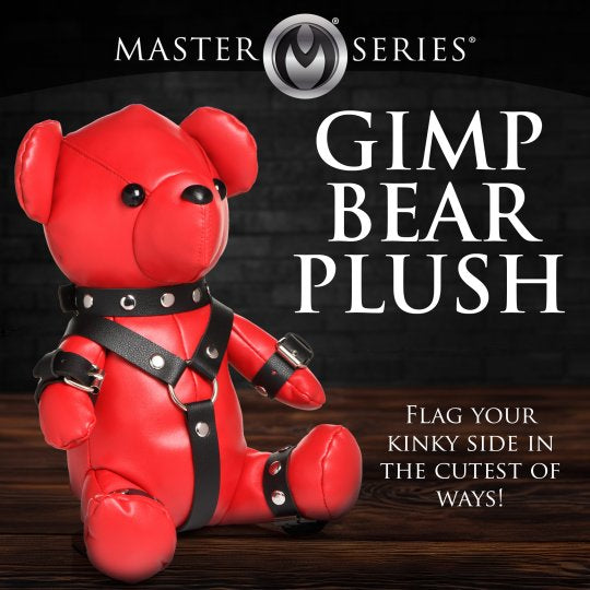 Gimp Vegan Leather Teddy Bear- Red