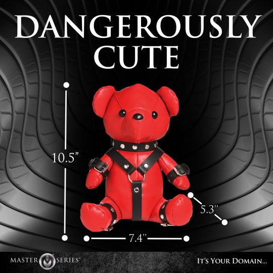 Gimp Vegan Leather Teddy Bear- Red