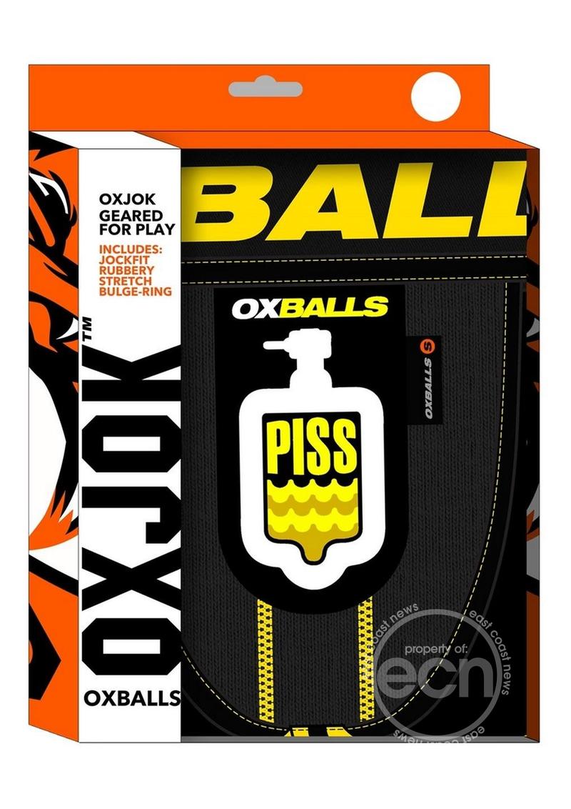 OXBalls PissPig 3D Rubber Urinal Jock Strap- Black/Yellow- XL