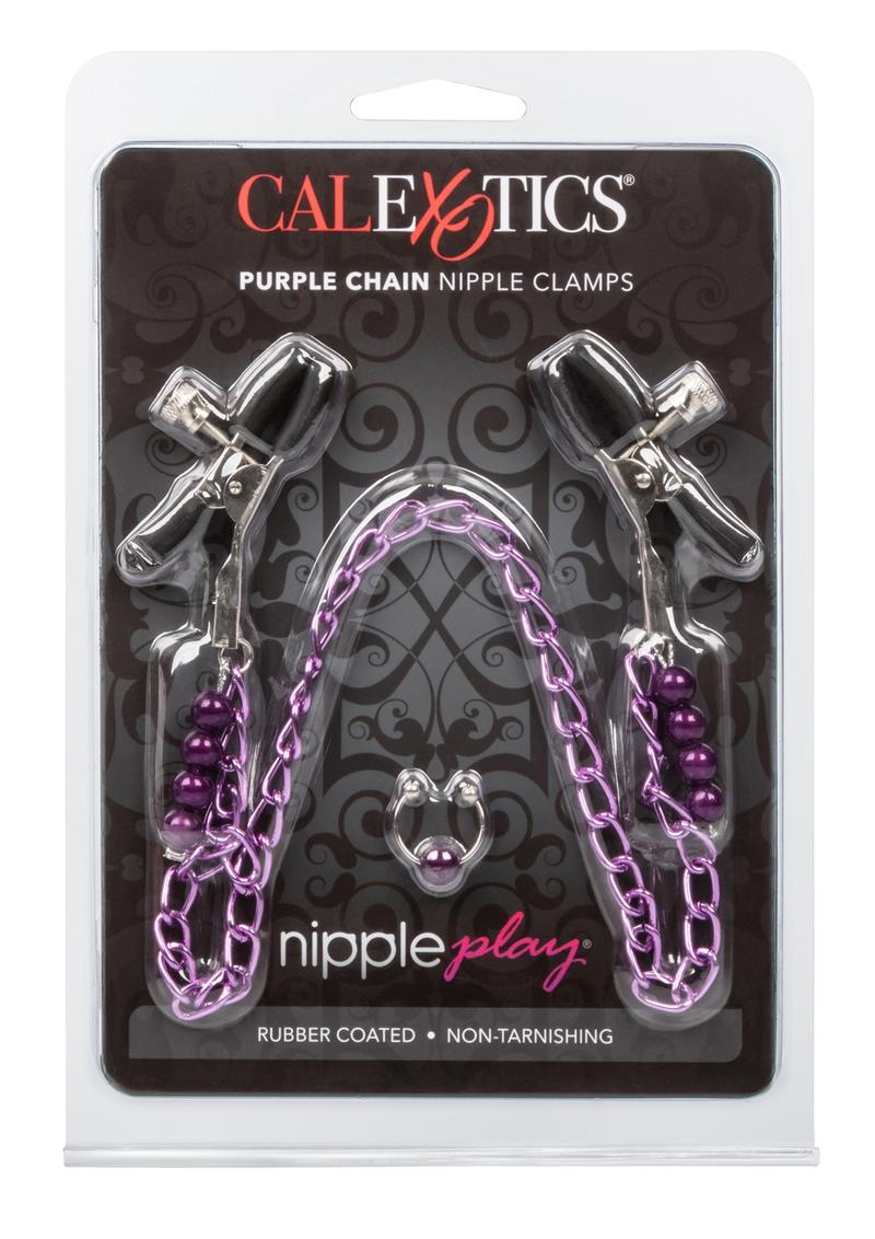 Calexotics Play Purple Chain Nipple Clamps-Purple
