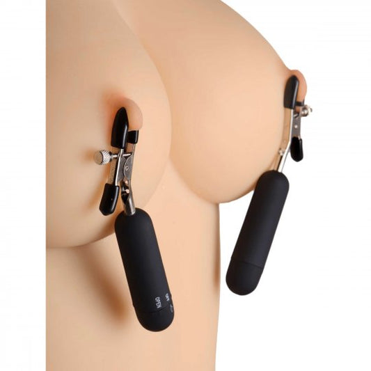 Master Series Dark Passion Vibrating Nipple Clamps