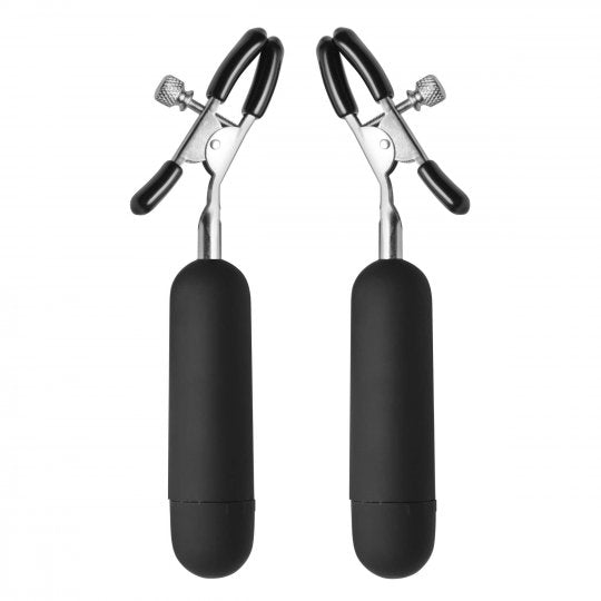 Master Series Dark Passion Vibrating Nipple Clamps