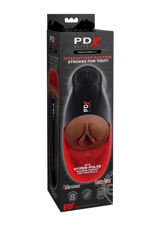 PDX Elite Fuck-O-Matic 2 Stroker Rechargeable Masturbator- Black/Chocolate