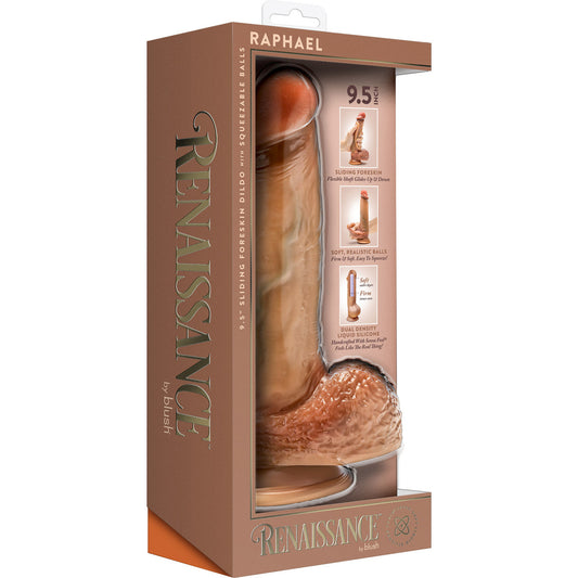 Renaissance Davinci Silicone Sliding Foreskin Dildo with Squeezable Balls 8”