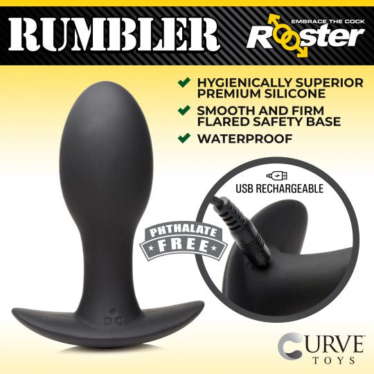 Rooster Rumbler Vibrating Silicone Butt Plug- Medium