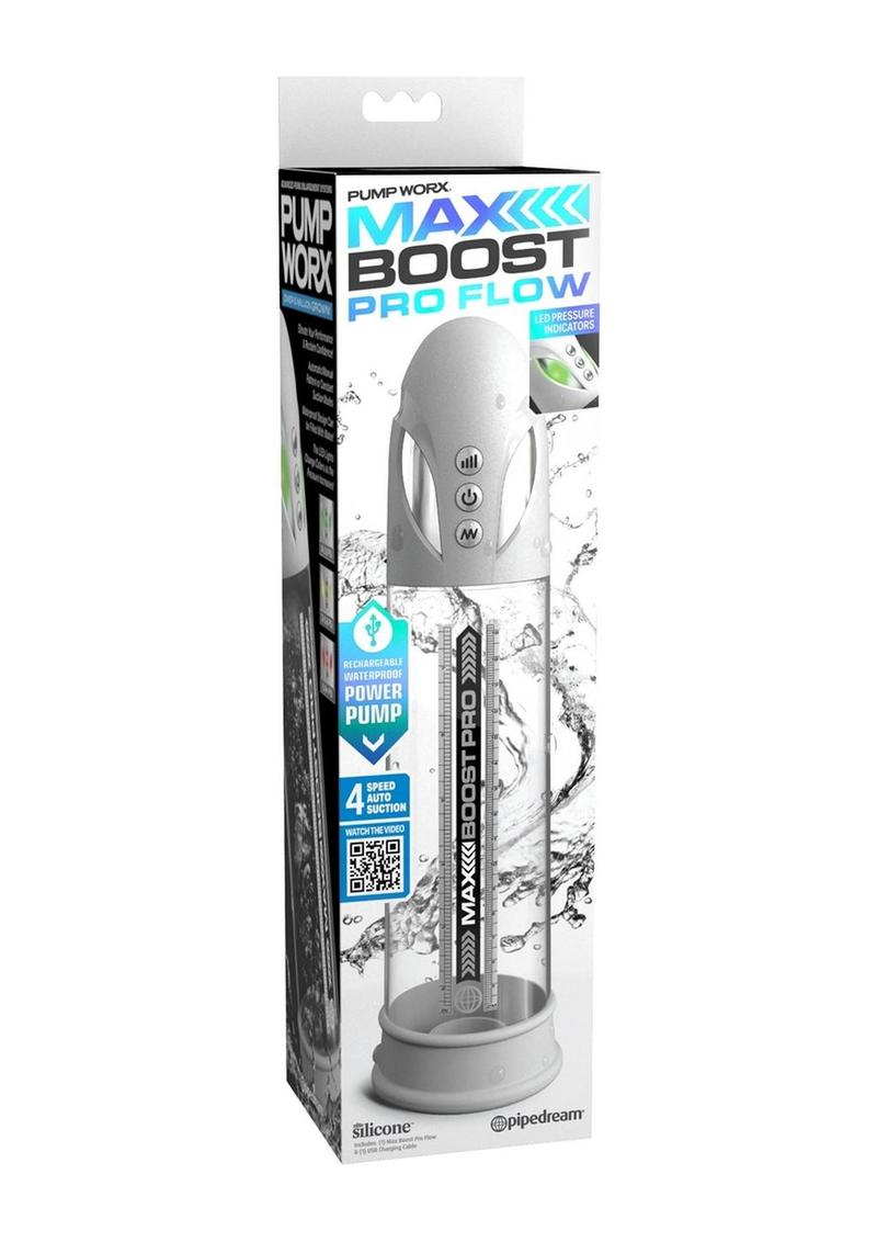 Pump Worx Max Boost Pro Flow Rechargeable Penis Pump-White