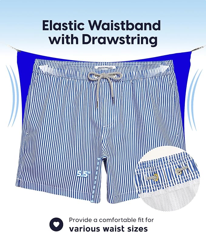 Maamgic Men’s Swim Trunk 5 inch with Mesh Lining (Choose Size)