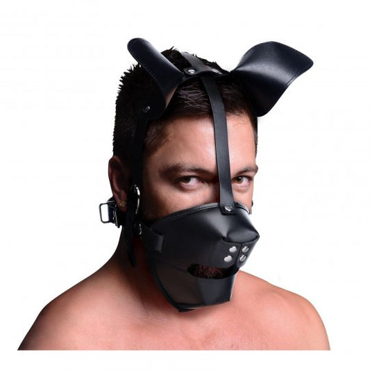 Master Series Pup Puppy Play Hood and Breathable Ball Gag