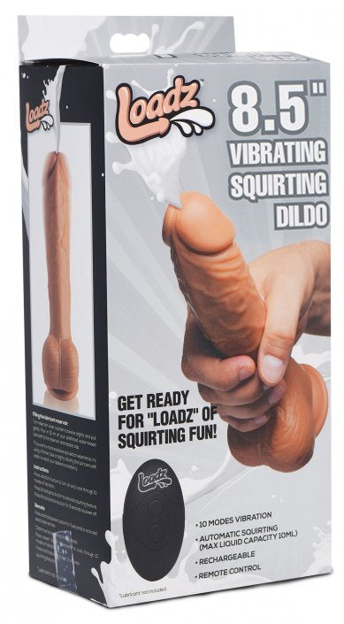 Loadz 8.5 Inch Vibrating Squirting Dildo with Remote Control-Medium