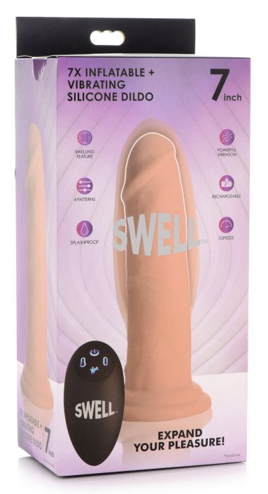 Swell 7X Inflatable and Vibrating Remote Control Silicone Dildo- 7 Inch