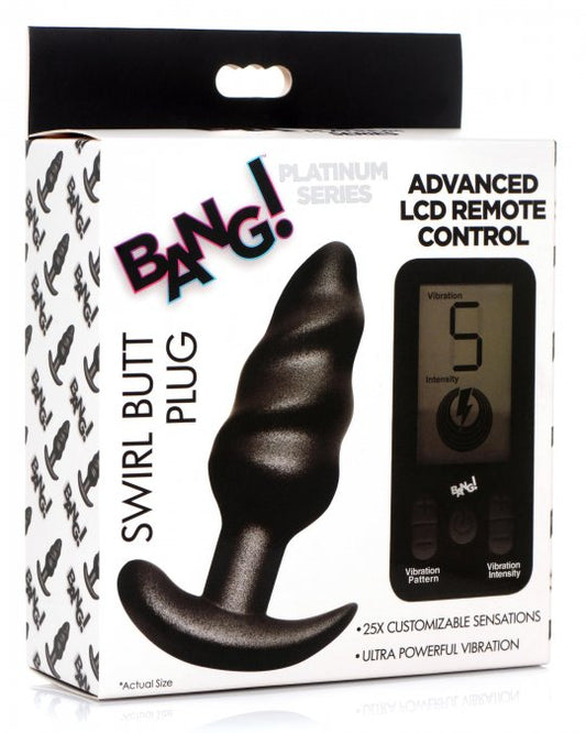 Bang 25X Vibrating Silicone Swirl Plug with Remote Control