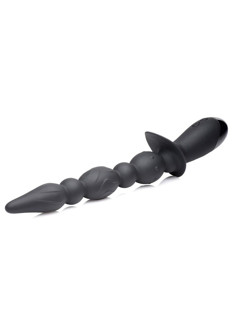 Master Series 10X Triple-Blast Silicone Rechargeable Vibrating Beads- Black