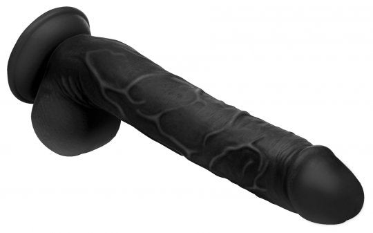 Long Logan 10 Inch Dildo with Balls- Black