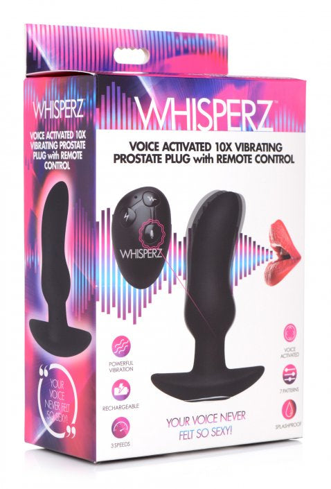 Whisperz Voice Activated 10X Vibrating Prostate Plug with Remote Control