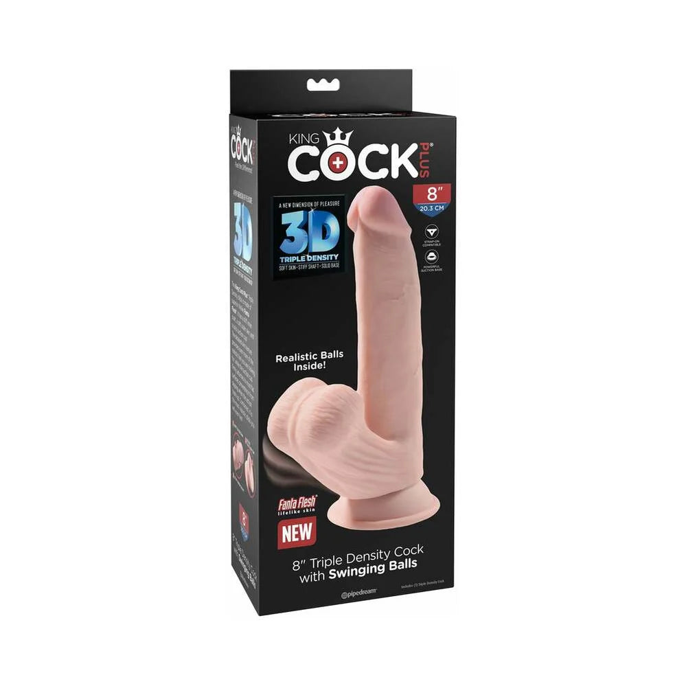 King Cock Triple Density Cock with Swinging Balls 8” (Choose Color) In Stock Aug 3rd