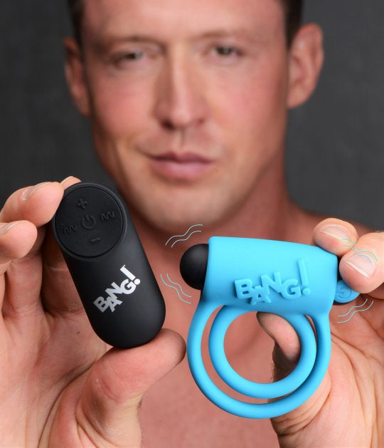 Bang! Silicone Rechargeable Cock RIng and Bullet with Remote Control