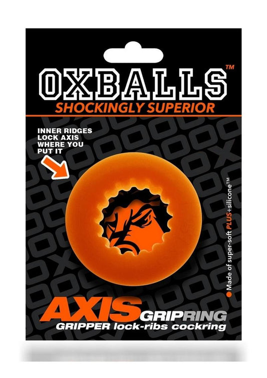 Oxballs Axis Rib Griphold Cock Ring-Orange Ice