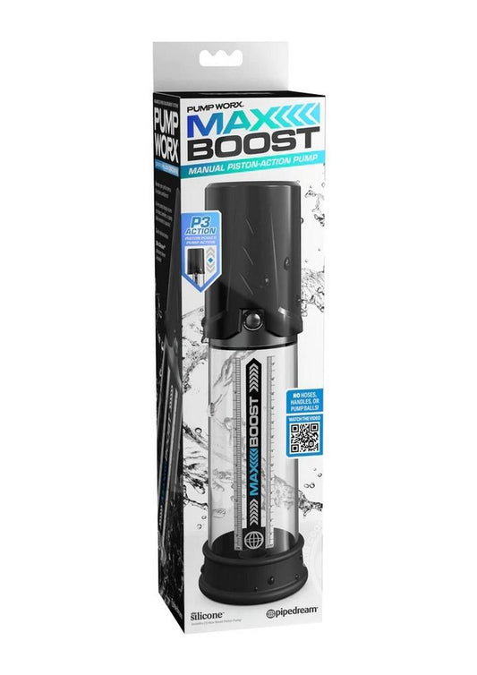 Pump Worx Max Boost Penis Pump-Black/Clear