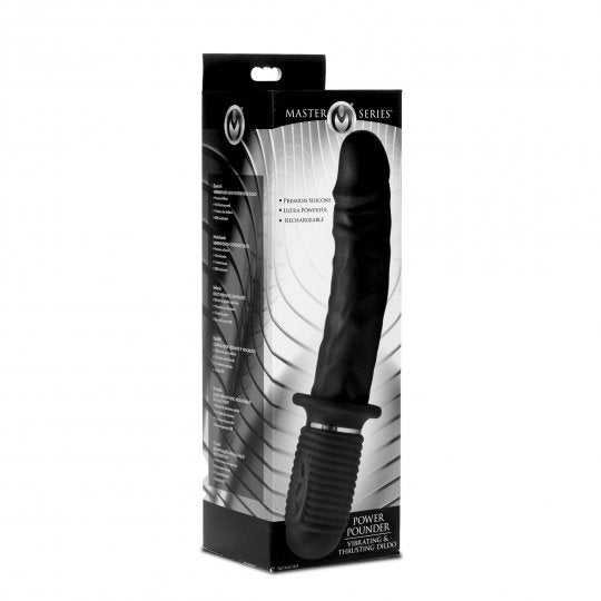 Power Pounder Vibrating and Thrusting Silicone Dildo- Black