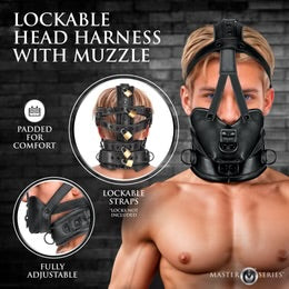 Master Series Lockable Head Harness with Muzzle (In Stock Aug 26th)