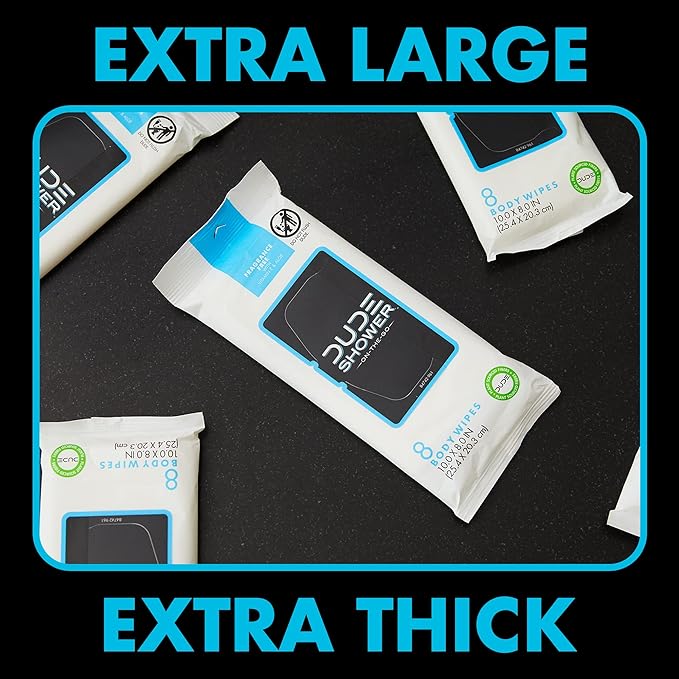 Dude Shower Body Wipes 8 Pack