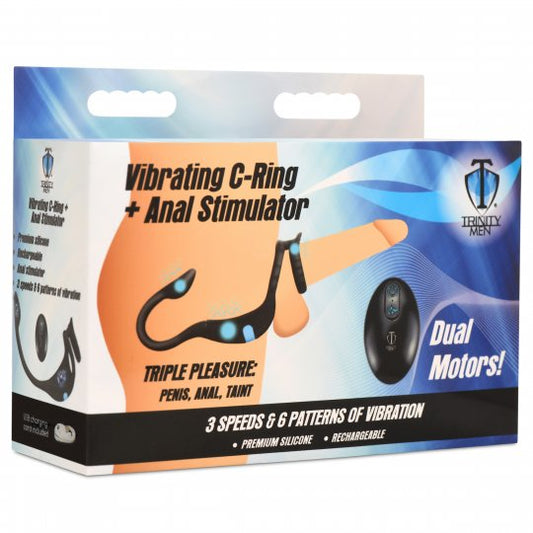 Trinity Vibes Vibrating Silicone Cock Ring and Anal Stimulator