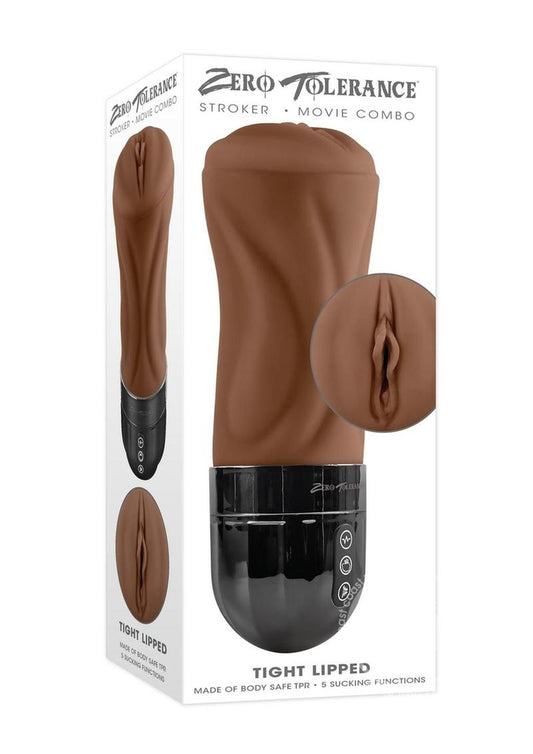 Zero Tolerance Tight Lipped Rechargeable Pussy Masturbator- Chocolate