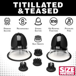 Size Matters 10X Rotating Nipple Suckers with 4 Attachments