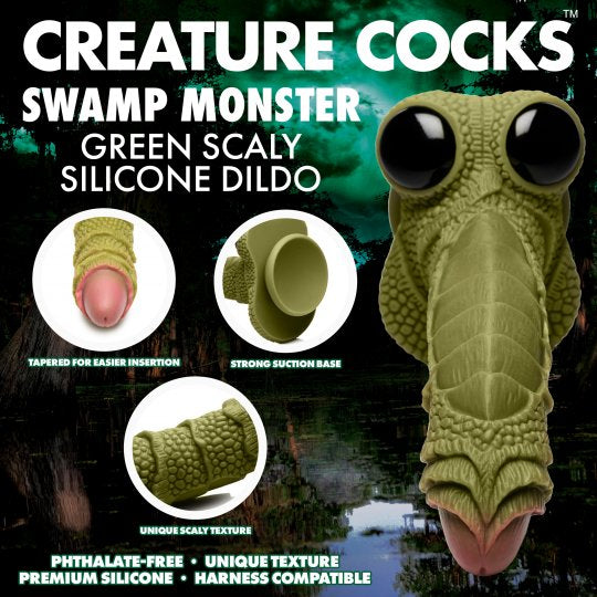 Creature Cocks Swamp Monster Green Scaly Silicone Dildo