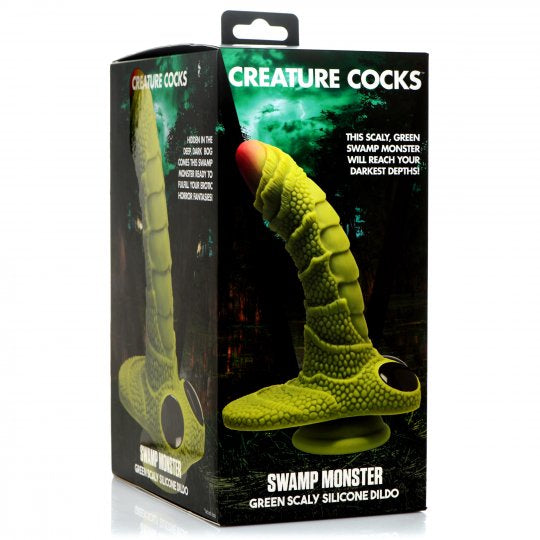 Creature Cocks Swamp Monster Green Scaly Silicone Dildo