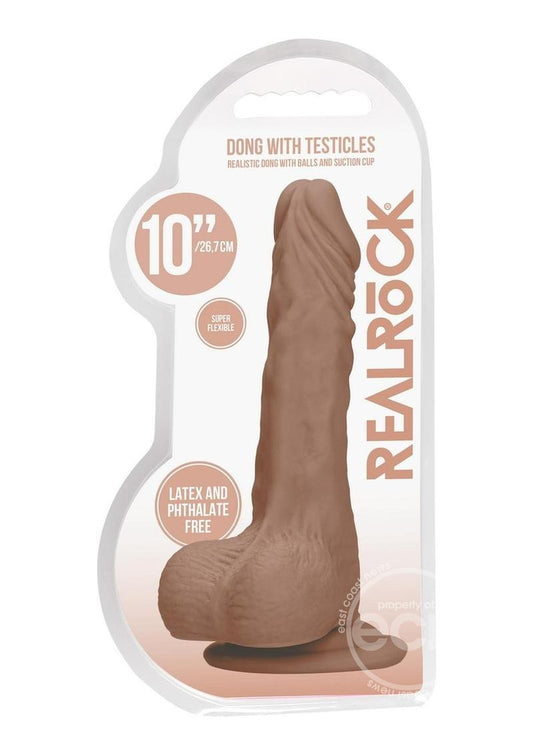 RealRock Skin Realistic Dildo with Balls 10”- Caramel