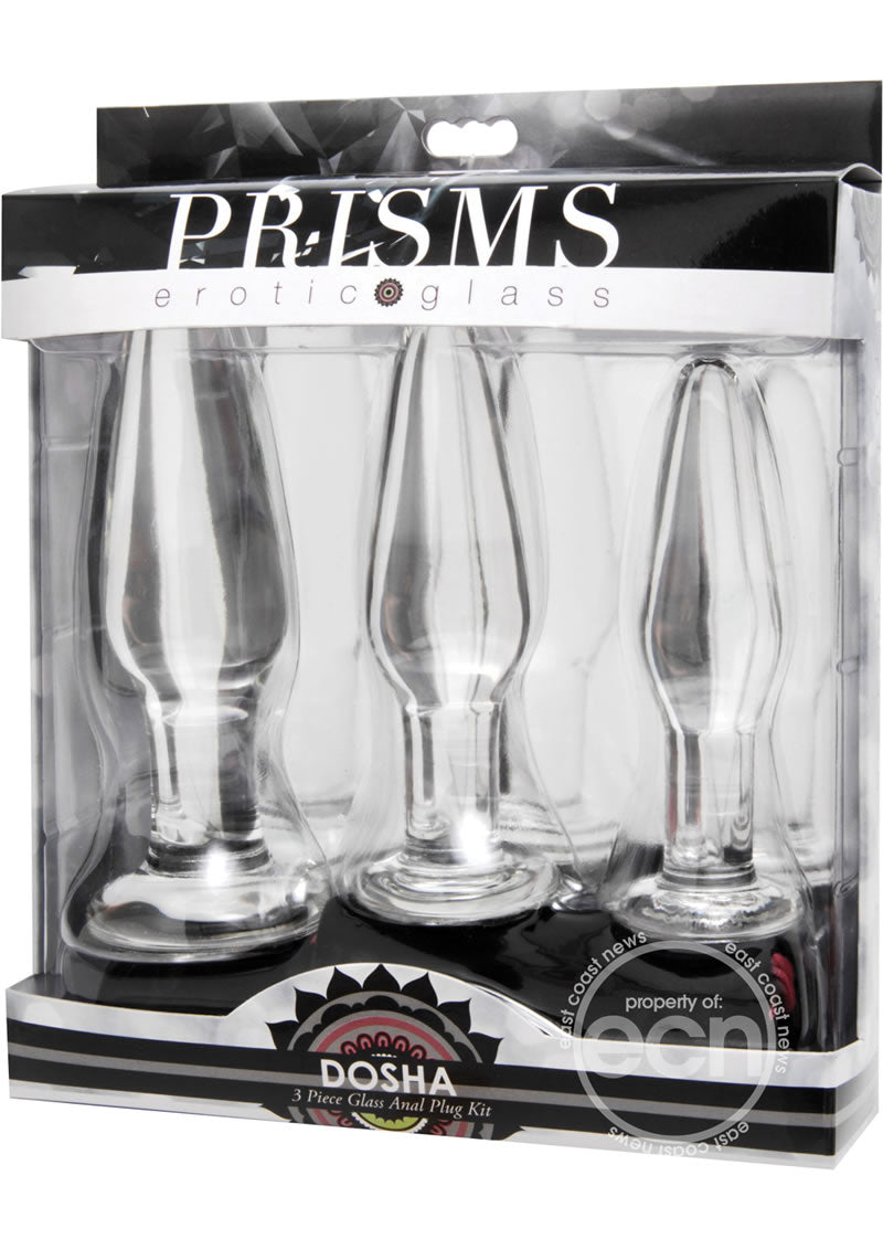 Prisms Dosha 3 Piece Glass Plug Kit- Clear