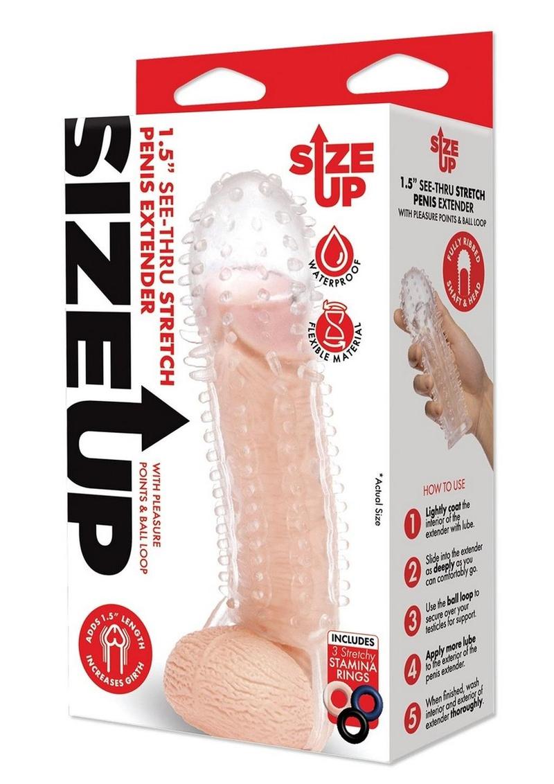 Size Up Textured Clear View Penis Extender with Ball Loop 1.5” (In Stock Sept 15th)