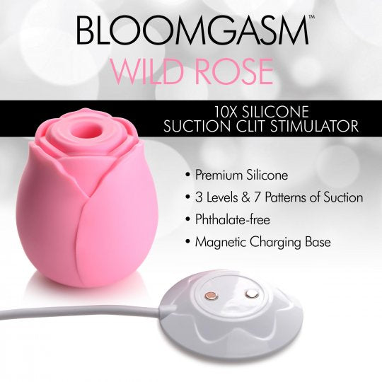 Bloomgasm Wild Rose 10X Suction Clit Stimulator-Pink