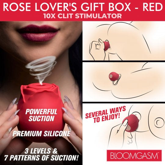 Bloomgasm The Rose Lovers Gift Box 10X Clit Suction Rose- Red