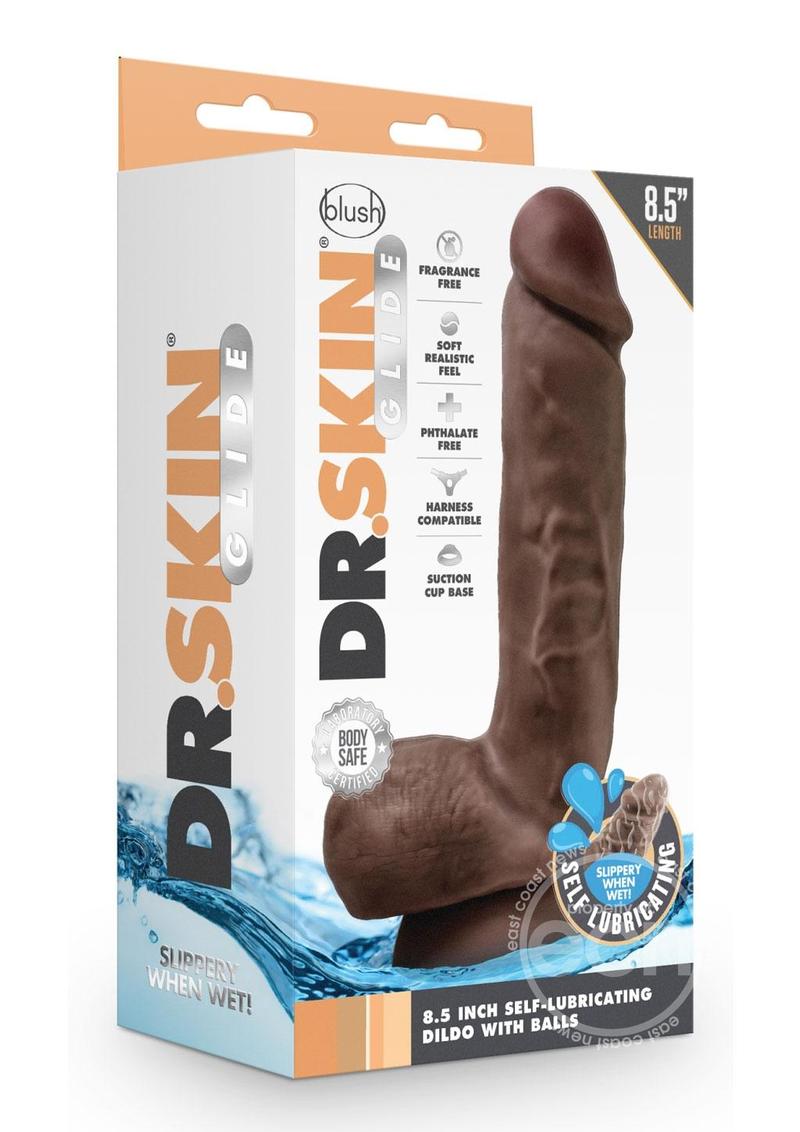 Dr. Skin Glide Self Lubricating Dildo with Balls 8.5” (Choose size)