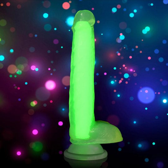 Lollicock 7 Inch Glow in the Dark Silicone Dildo with Balls (Choose Color)