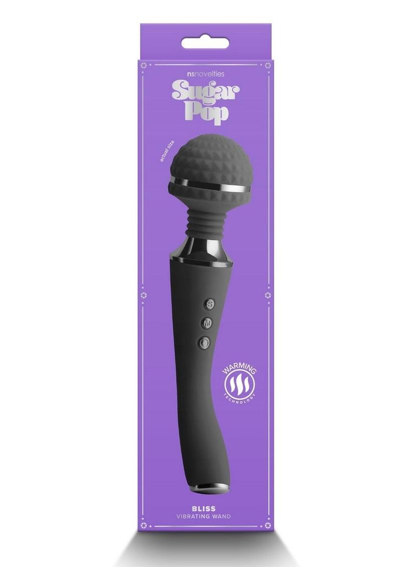 Sugar Pop Bliss Rechargeable Silicone Wand Massager- Black