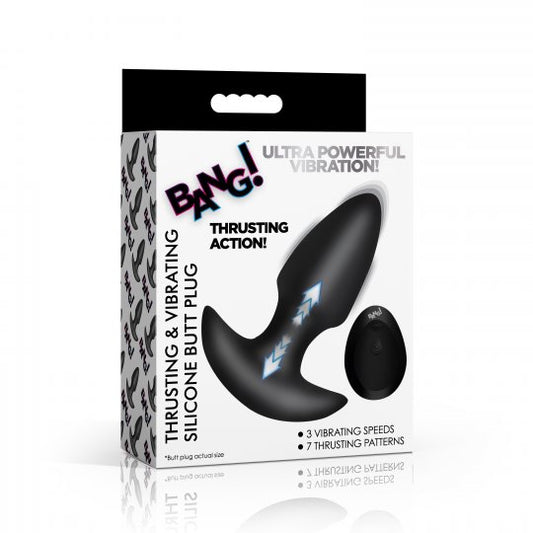 Bang Thrusting and Vibrating Silicone Butt Plug with Remote (Choose Color)